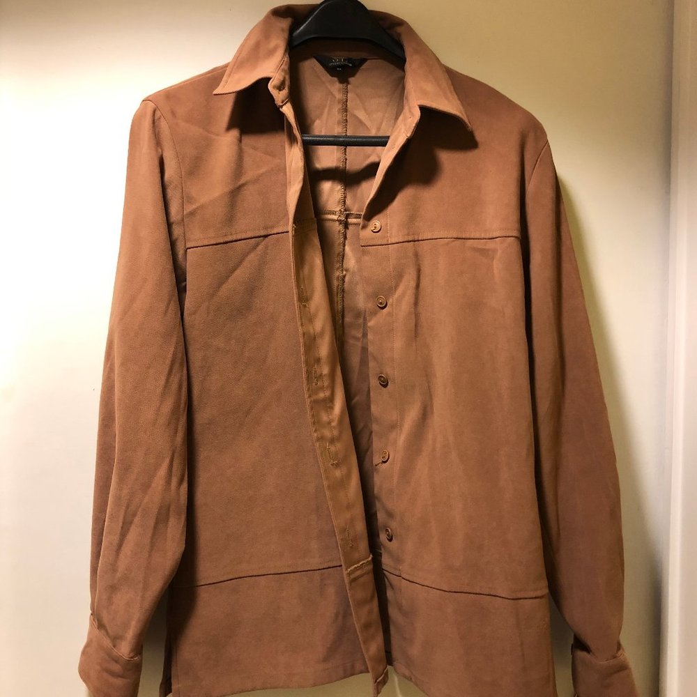 Faux Suede Long Sleeved Shirt (M)